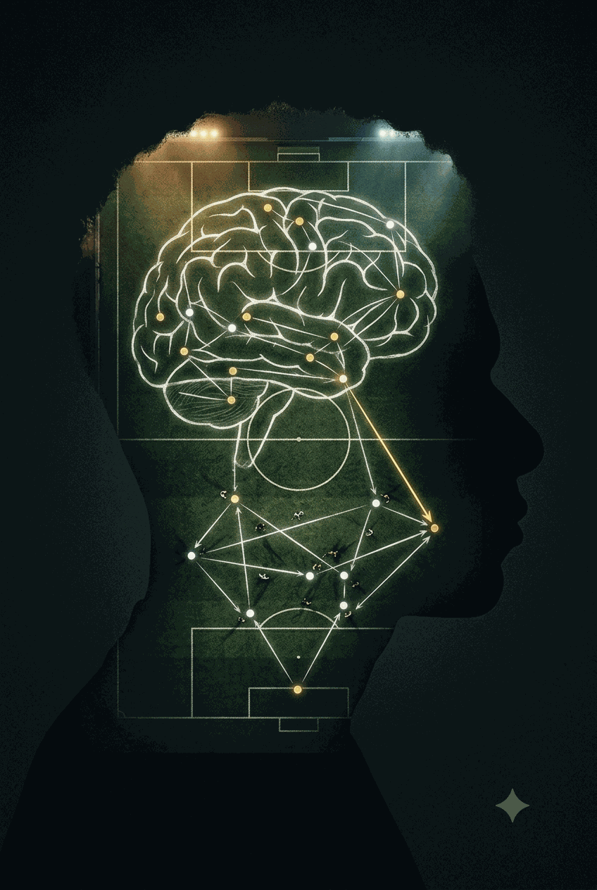 A player's silhouette with the game glowing inside it